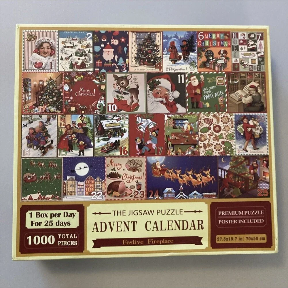 Advent Calendar Christmas Puzzle 1000 Pc Santa Complete 25 Daily Boxes Nostalgia